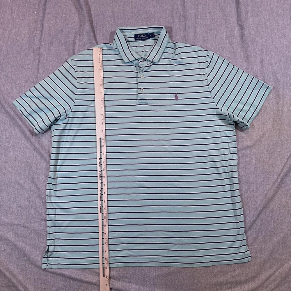 Polo Ralph Lauren Polo Shirt Mens XL Striped Classic Fit Short‎ Sleeve Teal